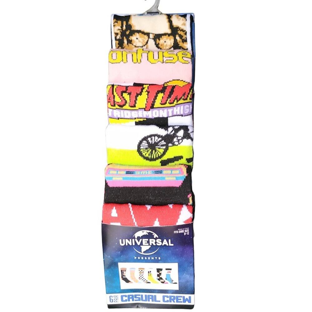 Universal Studios Casual Crew Socks-6 Pairs